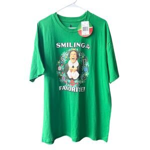 NWT Elf "Smiling is my Favorite!" Green Graphic T-Shirt Size XL ELF the‎ Movie